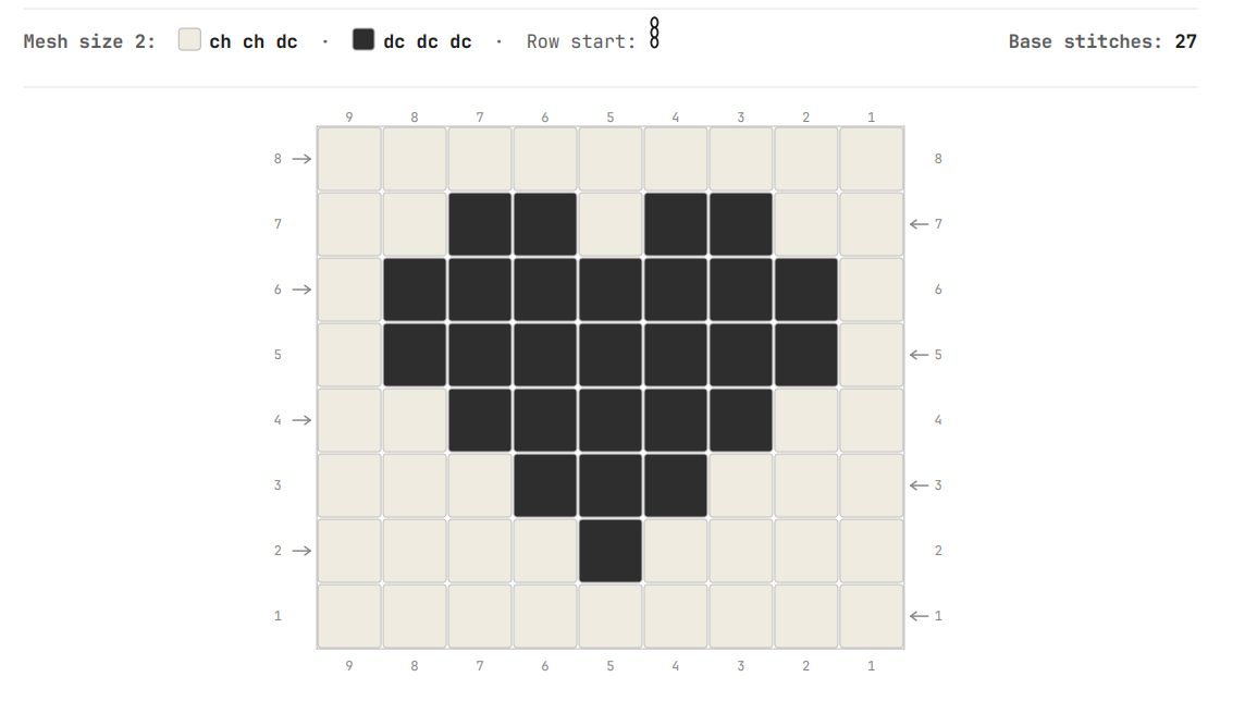 Filet crochet chart example